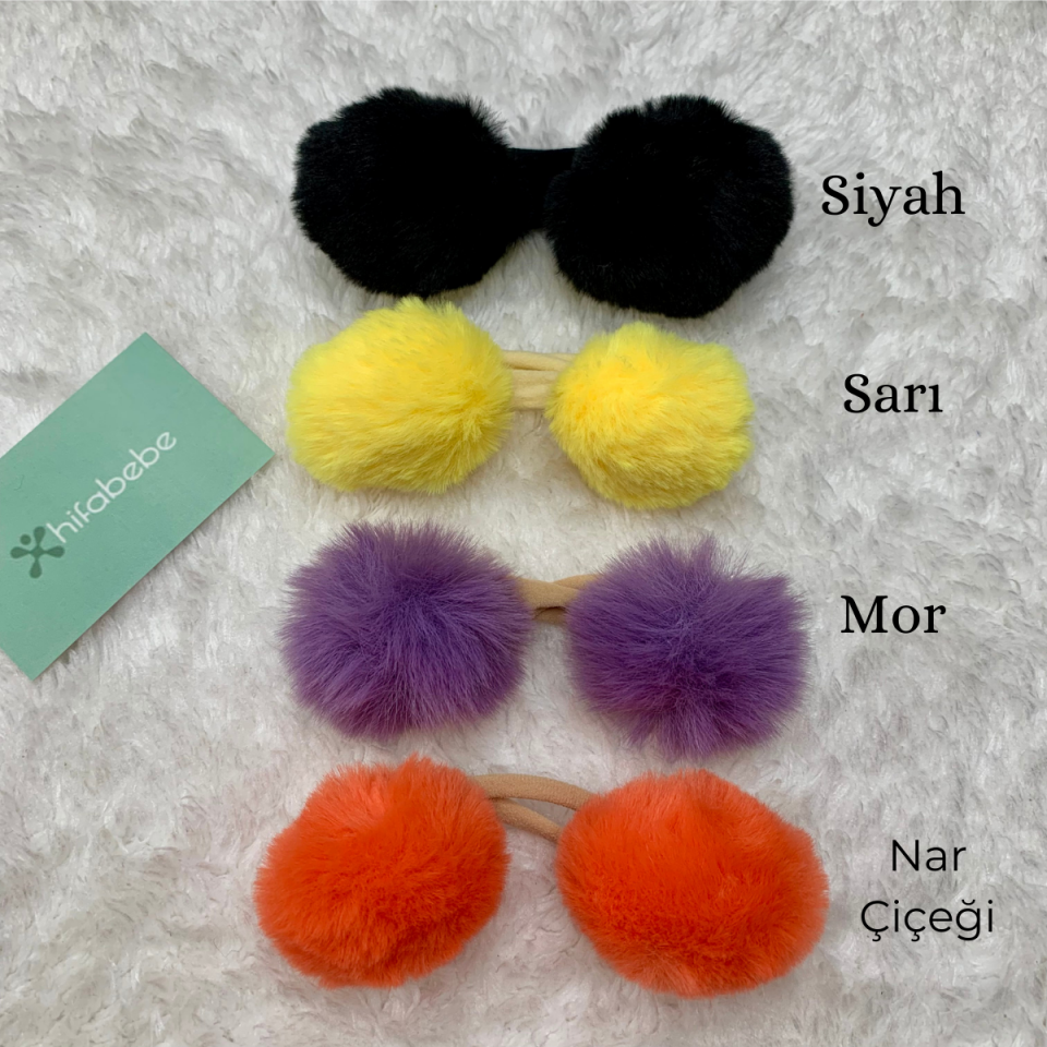 Lastikli Kız Bebek Ponpon Bandana