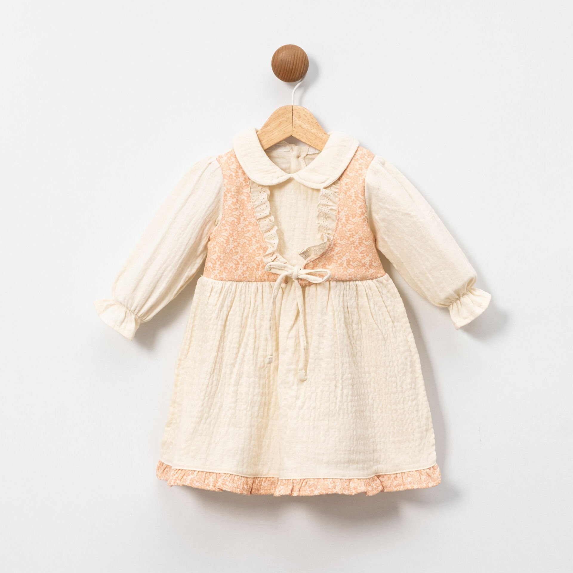 Yelekli Müslin Kız Bebek Elbise