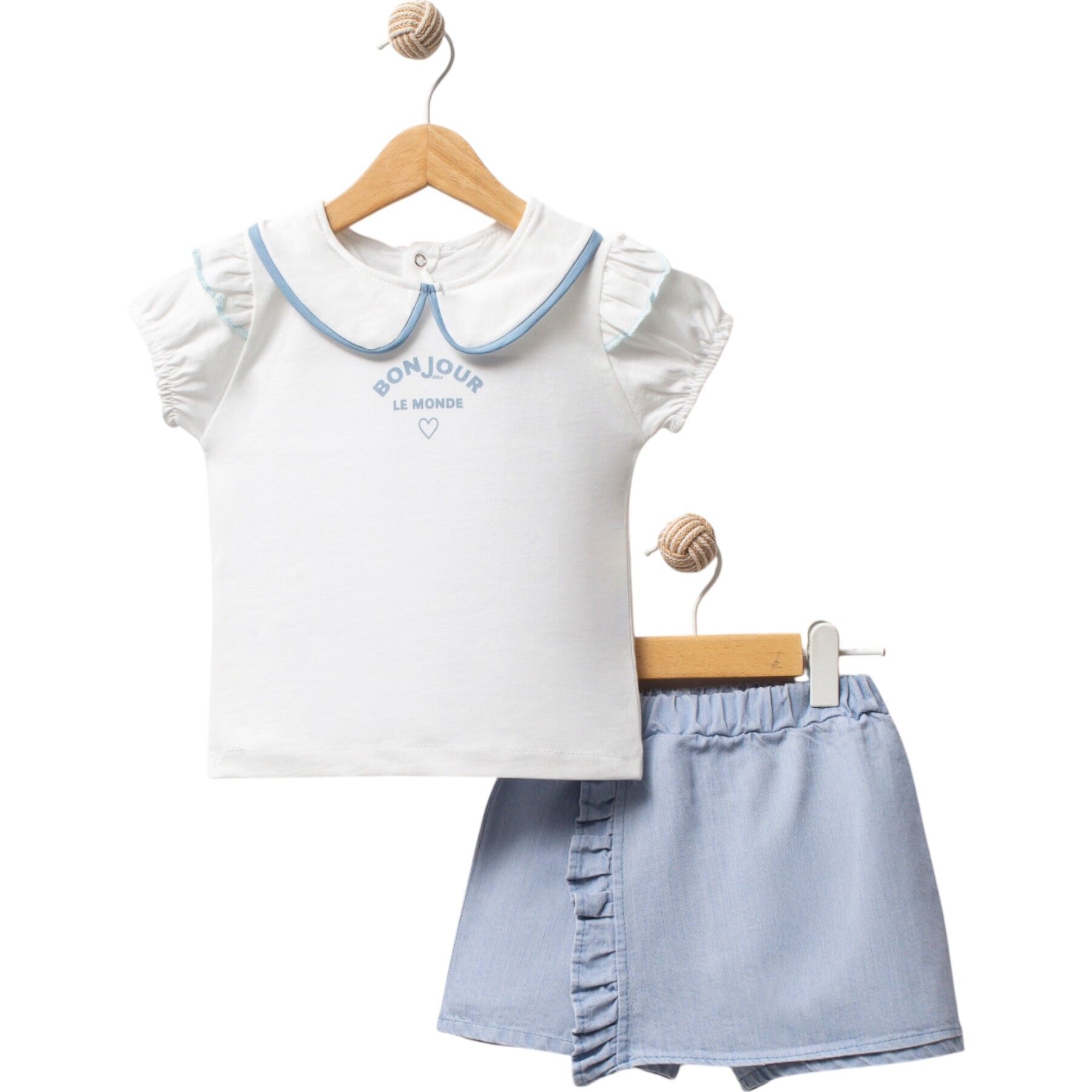 Bonjour Şort Etekli Kot 2'li Kız Bebek Takım