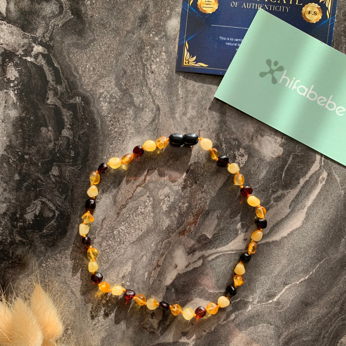 Orijinal Damla Kehribar Sertifikalı Bebek Kolyesi 33cm