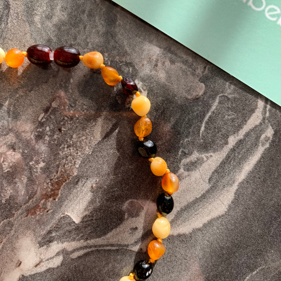 Orijinal Damla Kehribar Sertifikalı Bebek Kolyesi 33cm