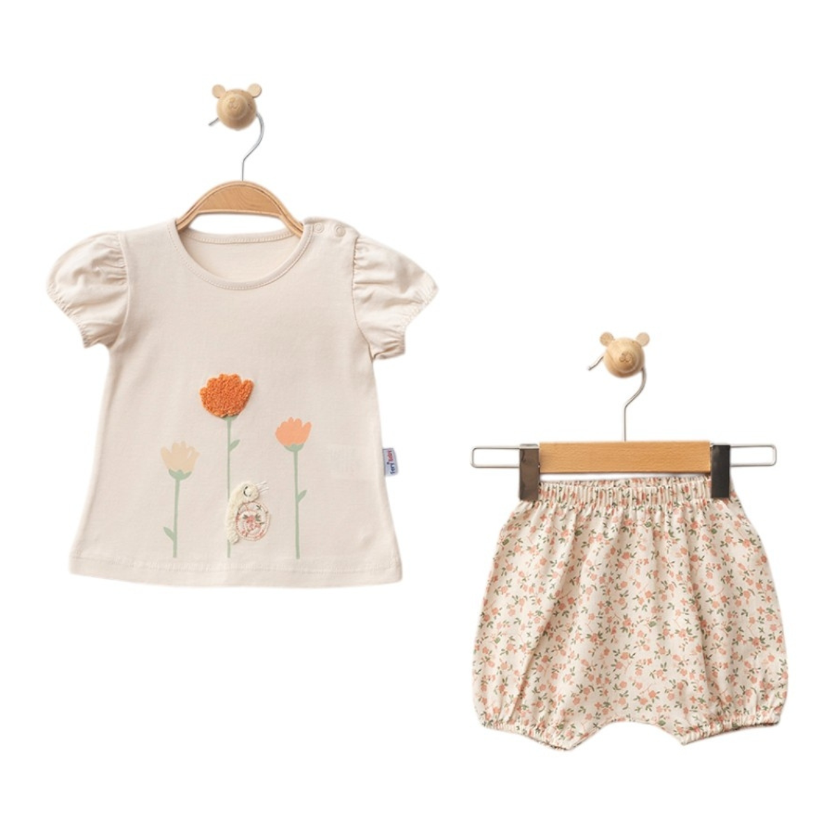 Çiçekli 2li Kız Bebek Takım