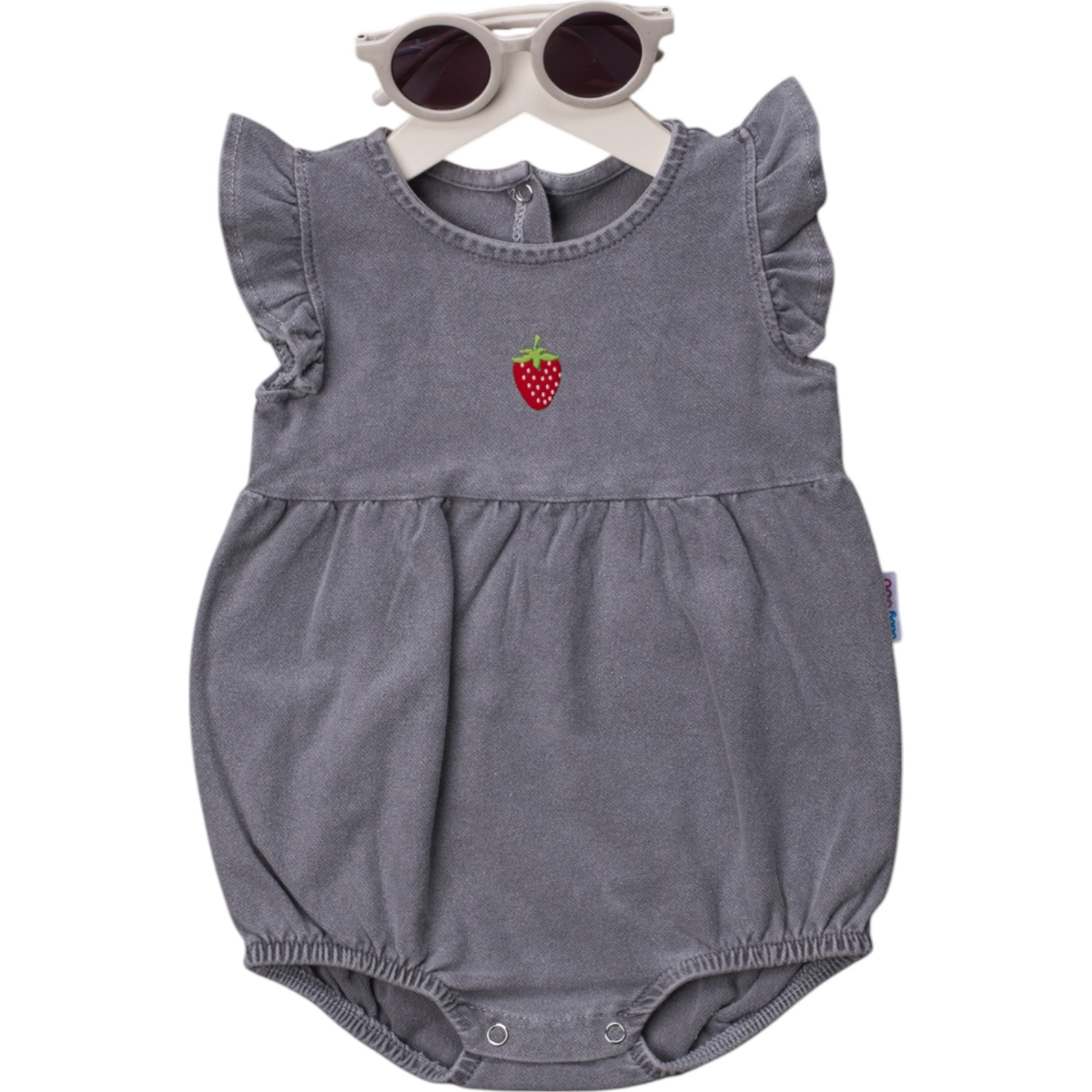 Çilek Kilotlu Kız Bebek Kot Tulum