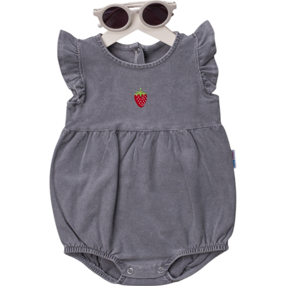 Çilek Kilotlu Kız Bebek Kot Tulum