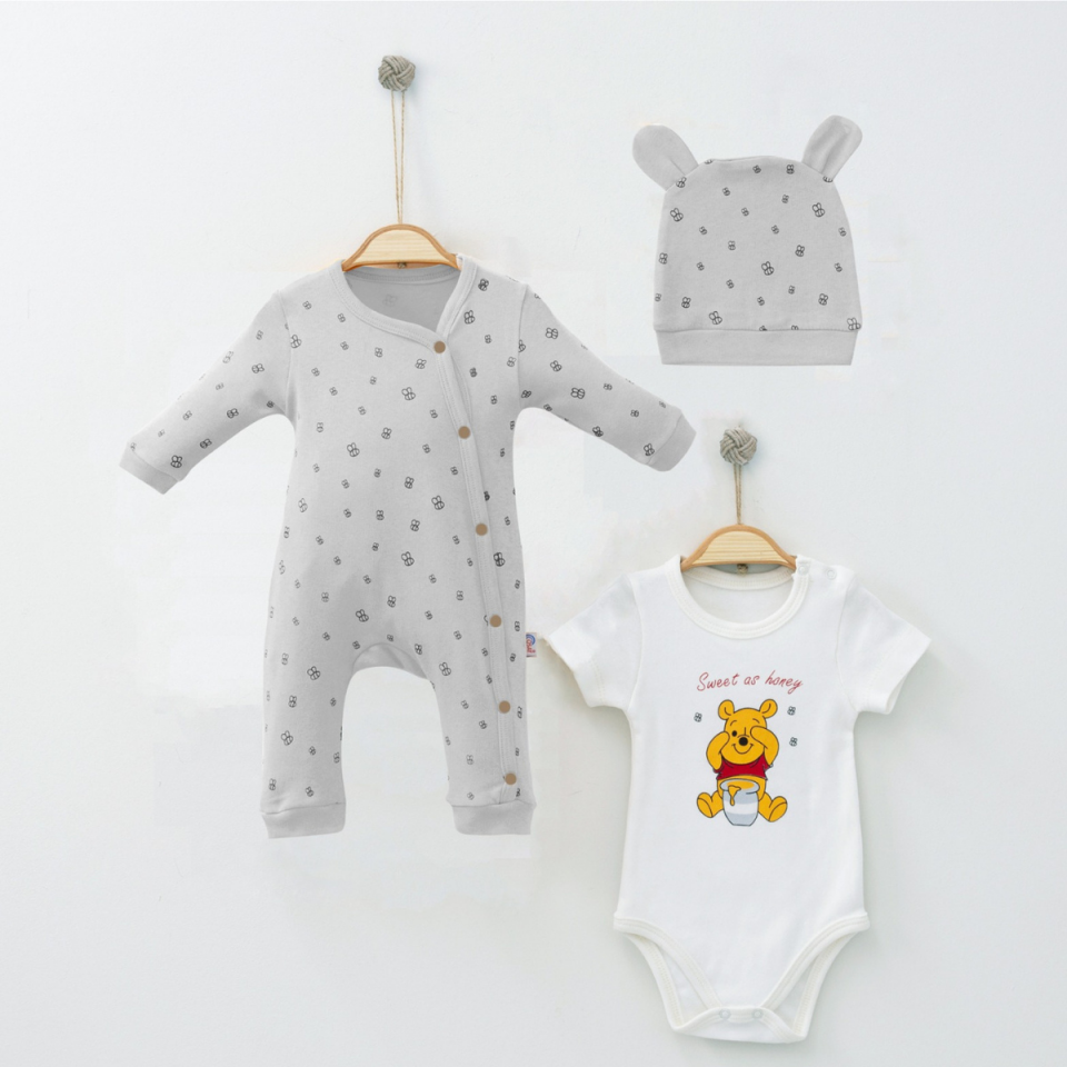 Ayıcık Bodyli Erkek bebek  Tulum Set