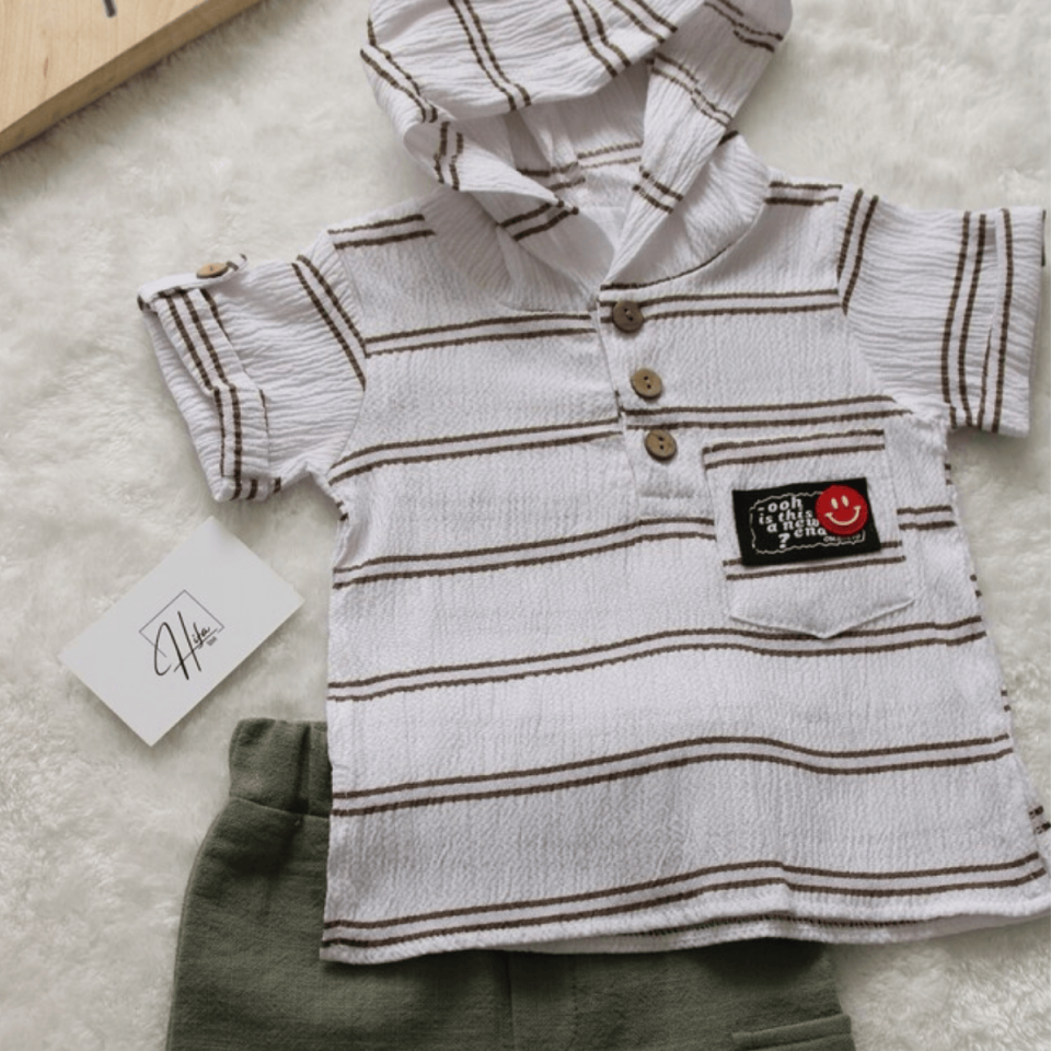 Şapkalı Tişört Şort Erkek Bebek Alt Üst 2'li Takım