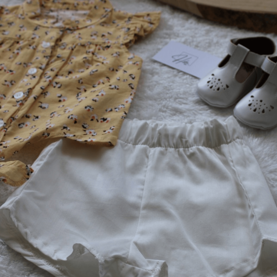 Çiçek Desen Gömlekli Şortlu Kız Bebek 2'li Takım