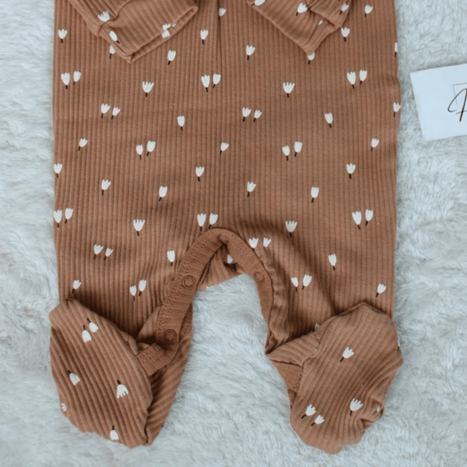 Lale Baskılı Fitilli Kız Bebek Tulum