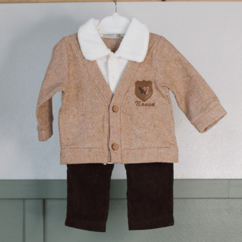 Kadife Pantolonlu 2'li Erkek Bebek Alt Üst Takım