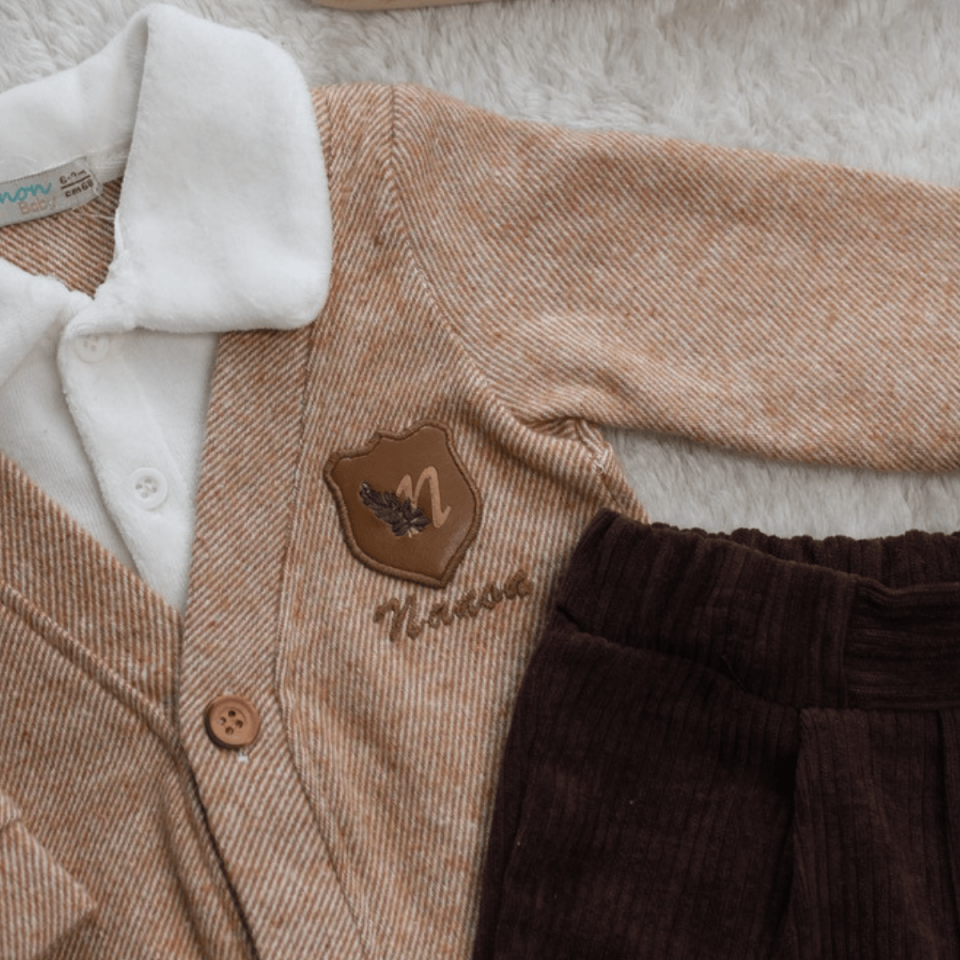 Kadife Pantolonlu 2'li Erkek Bebek Alt Üst Takım