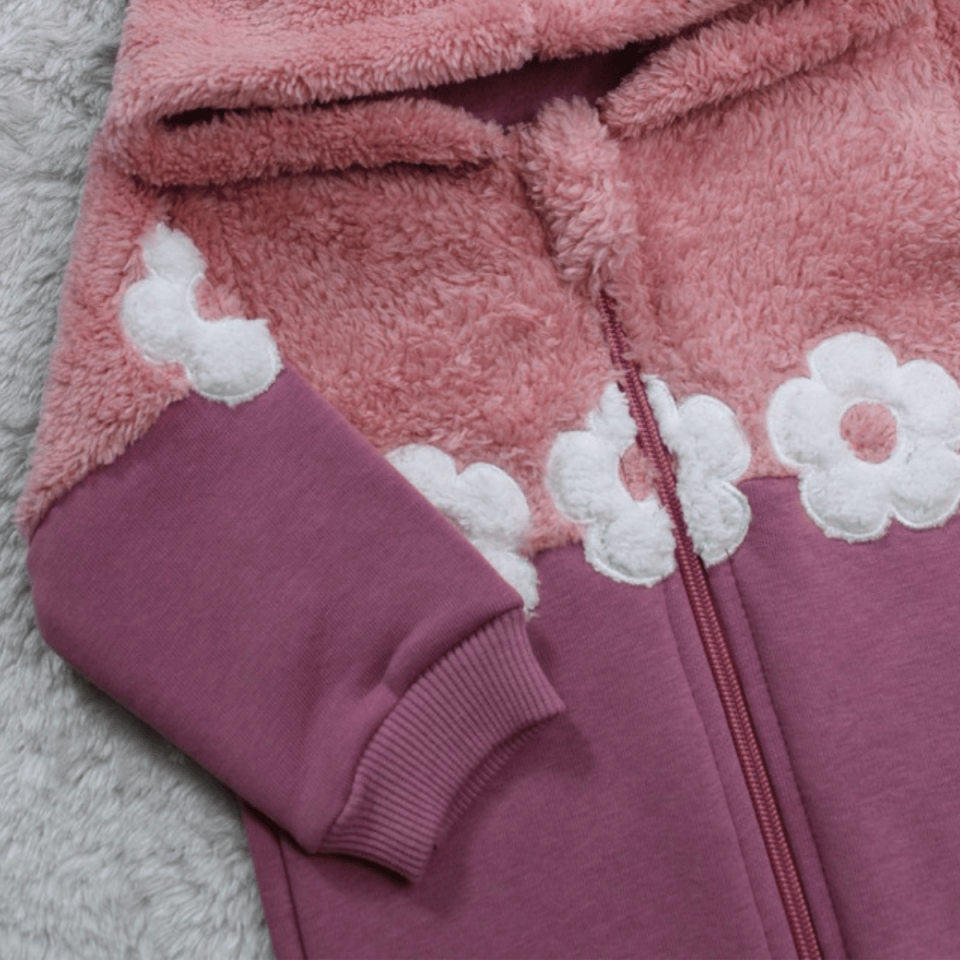 Kapşonlu Fermuarlı 3 İp Kız Bebek Tulum