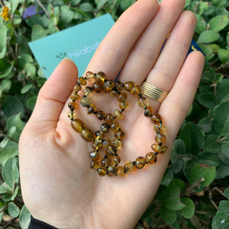 Orijinal Damla Kehribar Sertifikalı Bebek Kolyesi 33-34cm