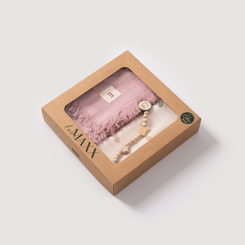 Tomurcuk Kutulu Müslin Penye Battaniye Set