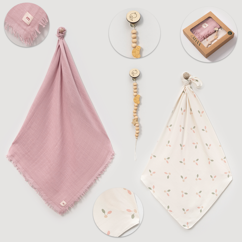 Tomurcuk Kutulu Müslin Penye Battaniye Set