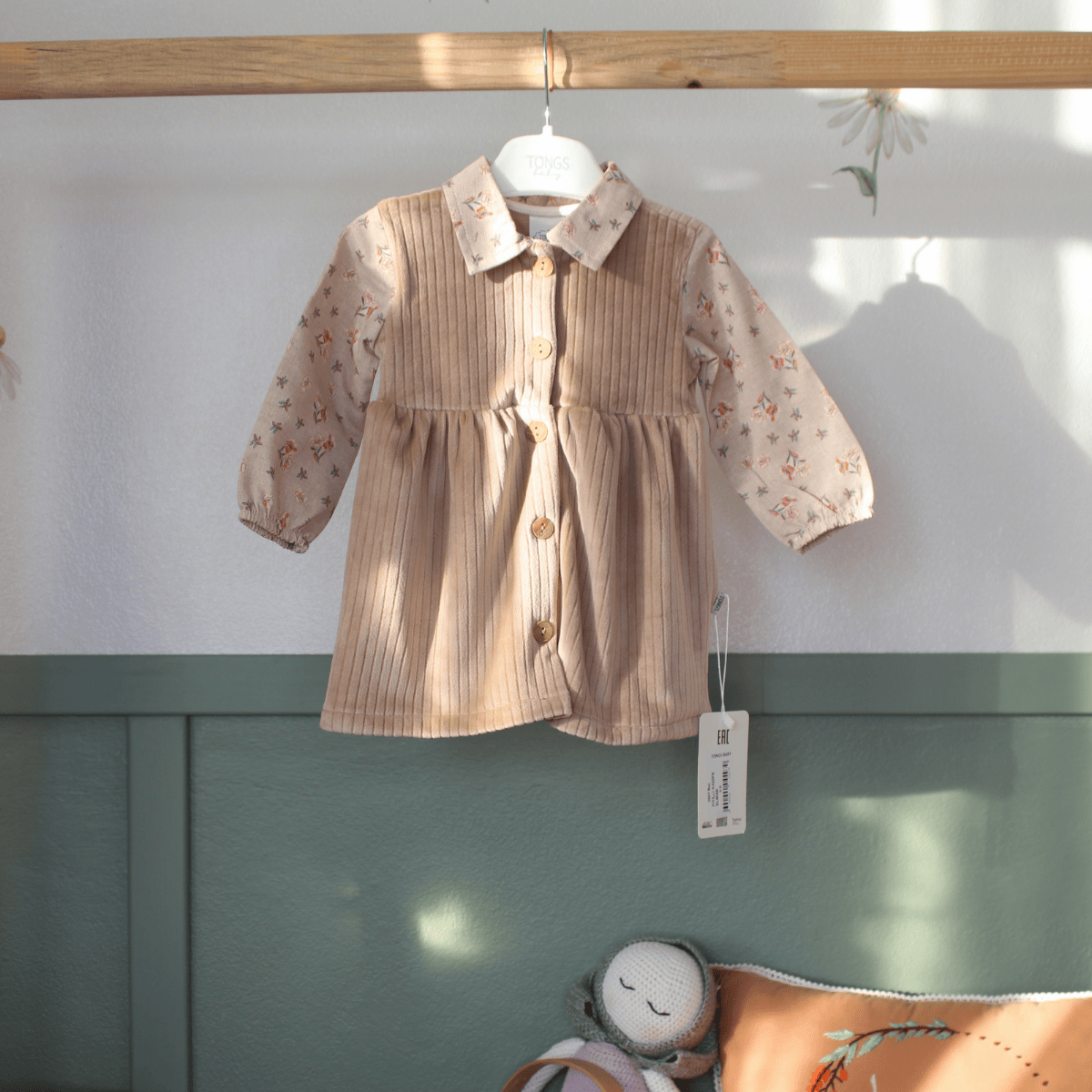 Fitilli Kadife Kız Bebek Elbise