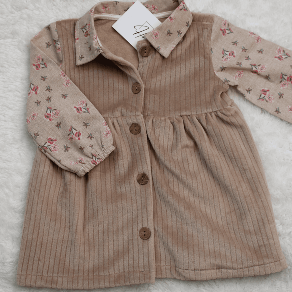 Fitilli Kadife Kız Bebek Elbise