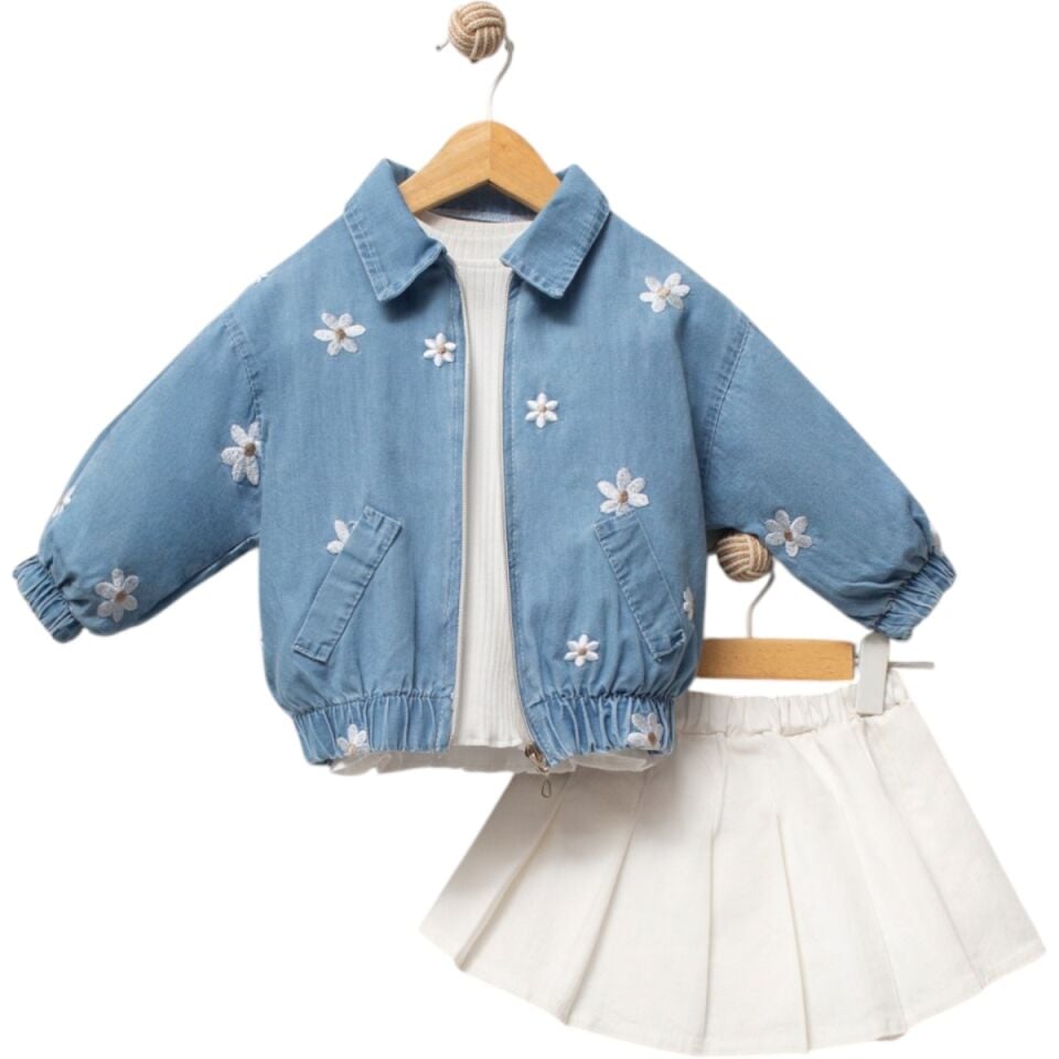 Kız Bebek Kot Ceketli Takım