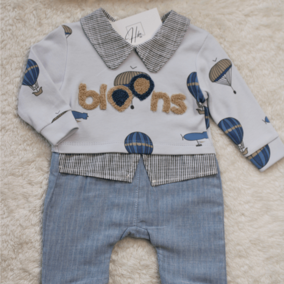 Balon Baskılı Süzeneli Erkek Bebek Tulum