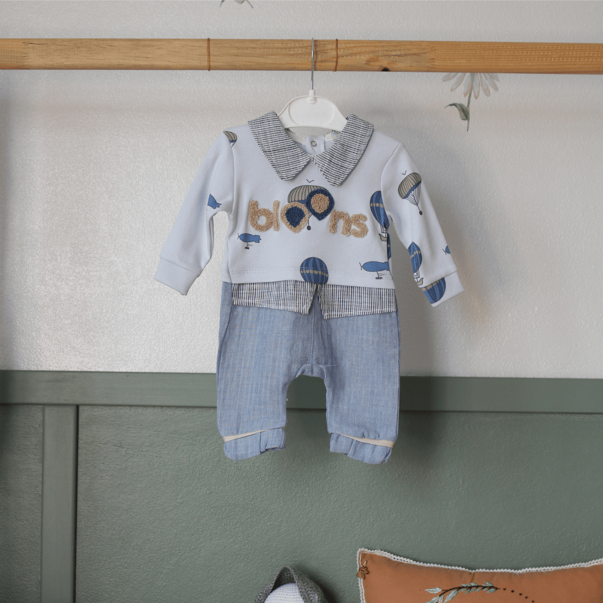 Balon Baskılı Süzeneli Erkek Bebek Tulum