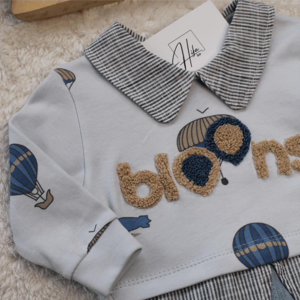 Balon Baskılı Süzeneli Erkek Bebek Tulum