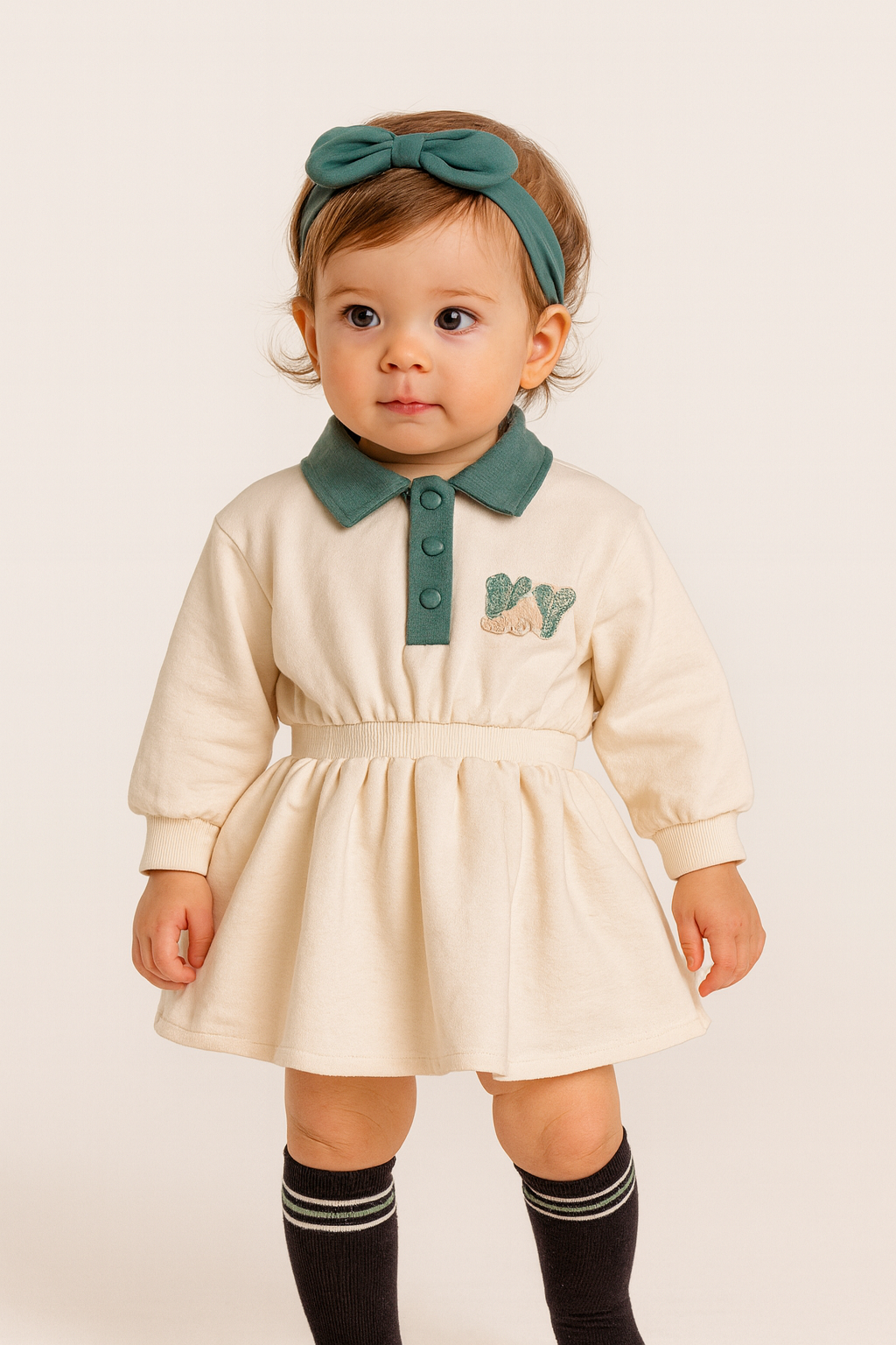 Kız Bebek Yaka Detaylı 3'lü Takım