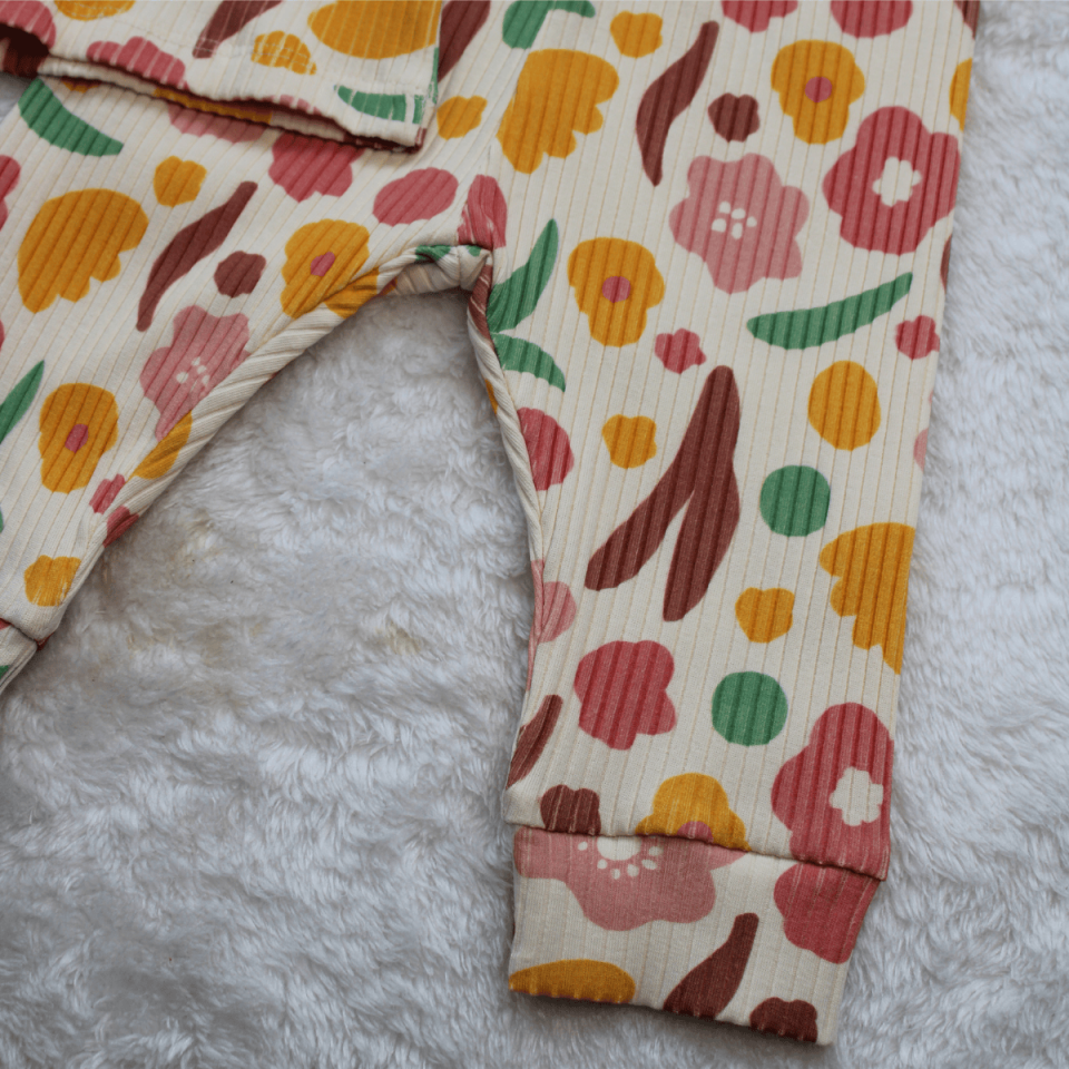 Melis Çiçek Baskılı Fitilli Kız Bebek 2'li Takım