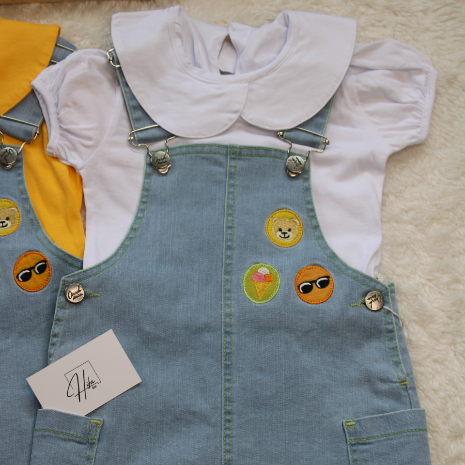 T-shirt Kot Jile Kız Bebek Çocuk Elbise Takım