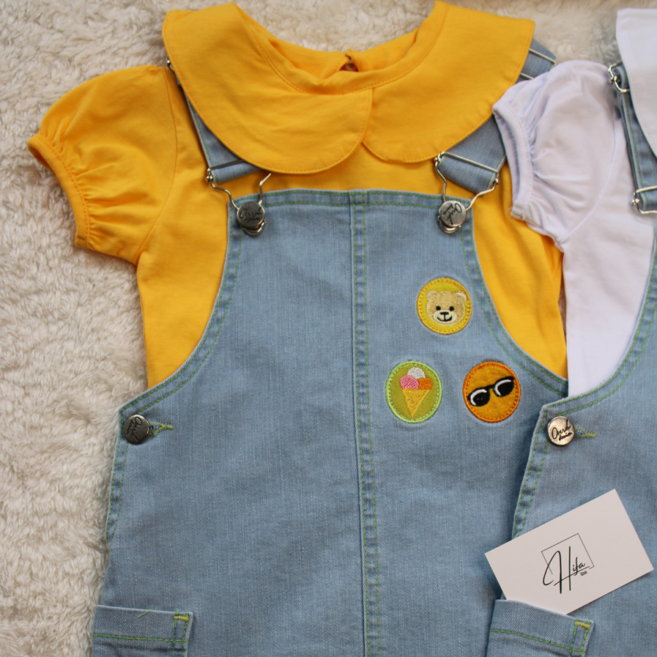 T-shirt Kot Jile Kız Bebek Çocuk Elbise Takım