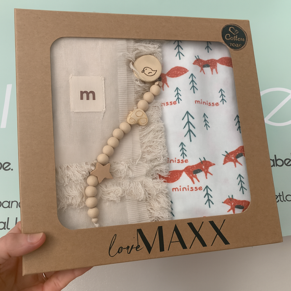 Tilki Model Müslin-Penye Kutulu Battaniye Set