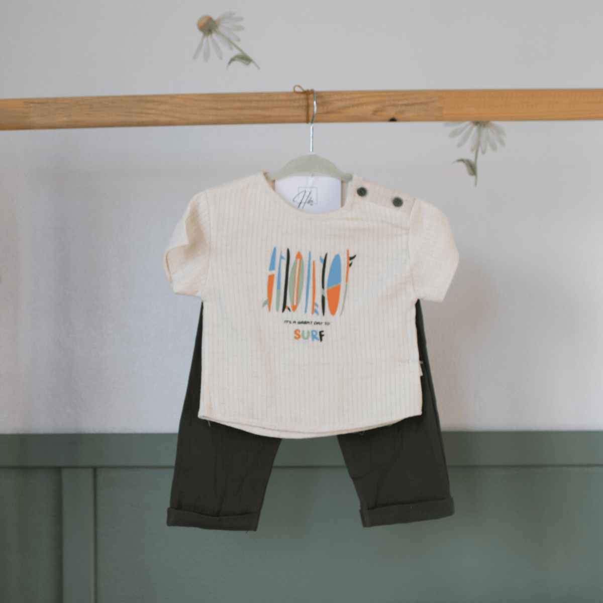 Surf Baskılı Erkek Bebek 2'li Takım