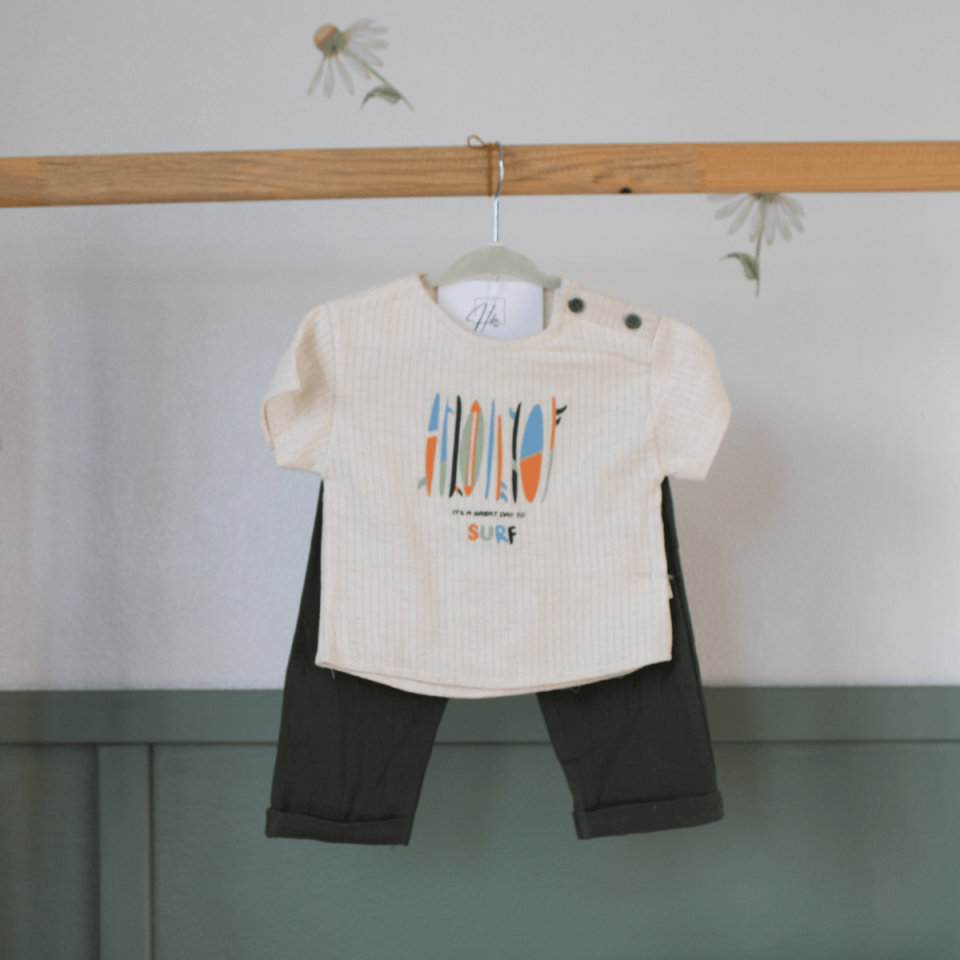 Surf Baskılı Erkek Bebek 2'li Takım