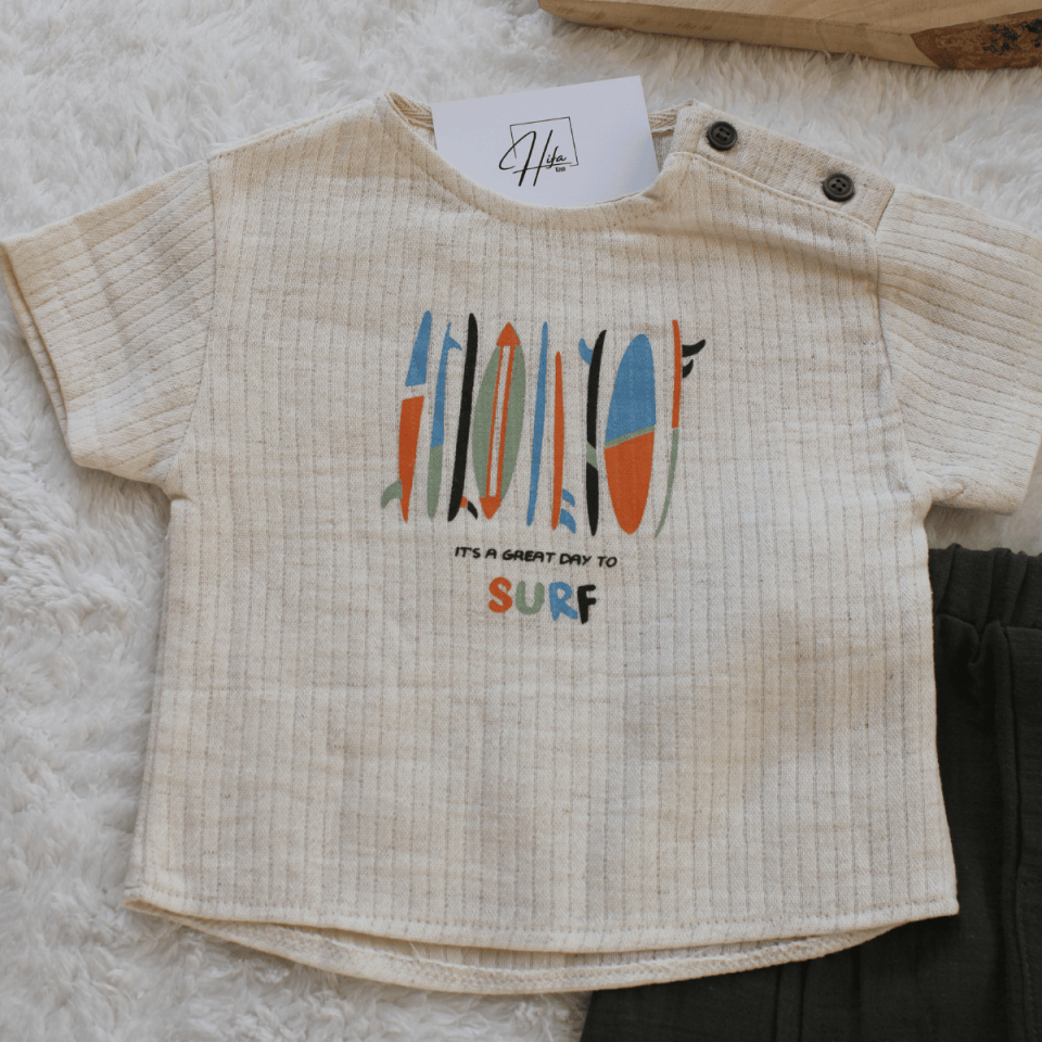 Surf Baskılı Erkek Bebek 2'li Takım