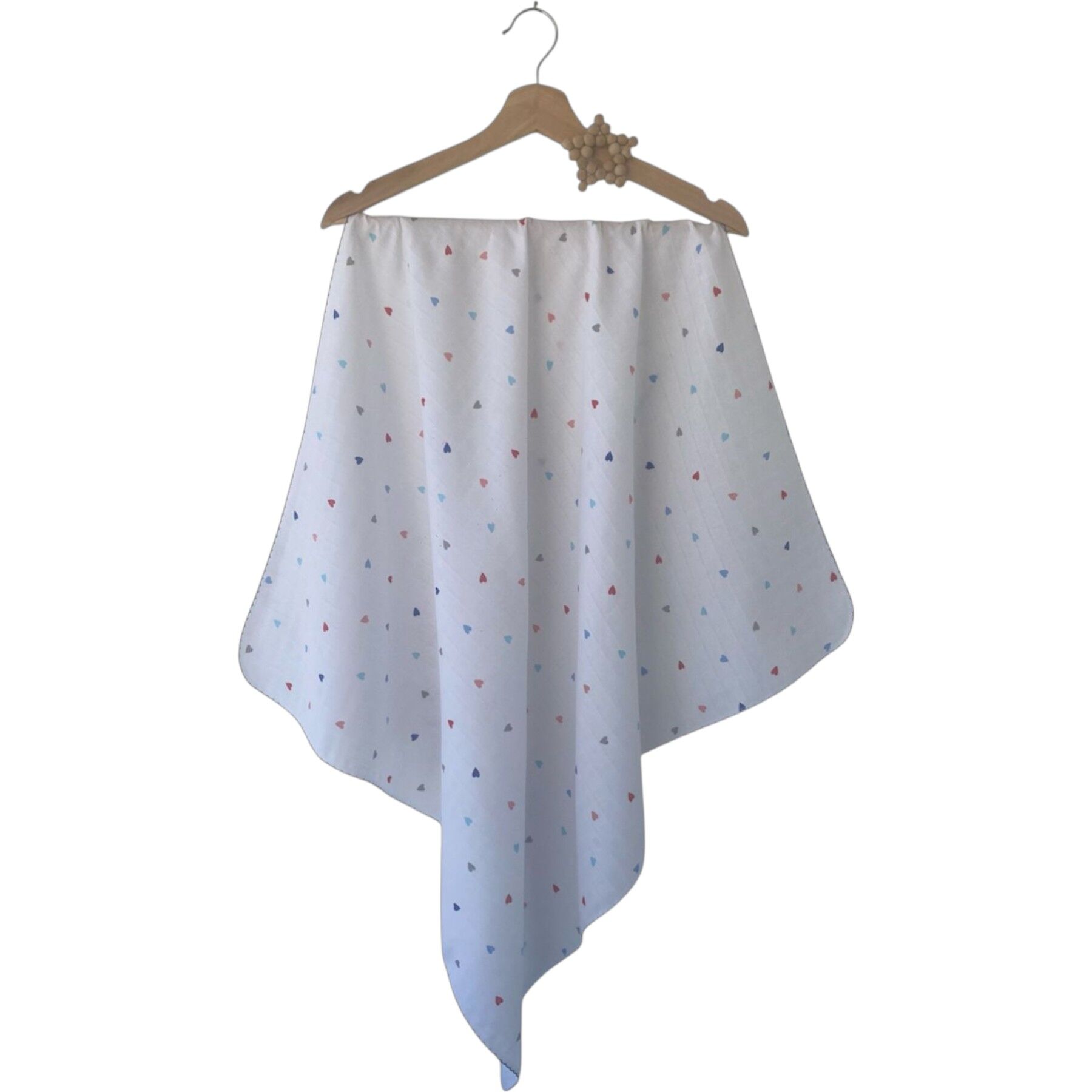 Renkli Kalpler Oyalı Tek Kat Müslin Battaniye 80 *90