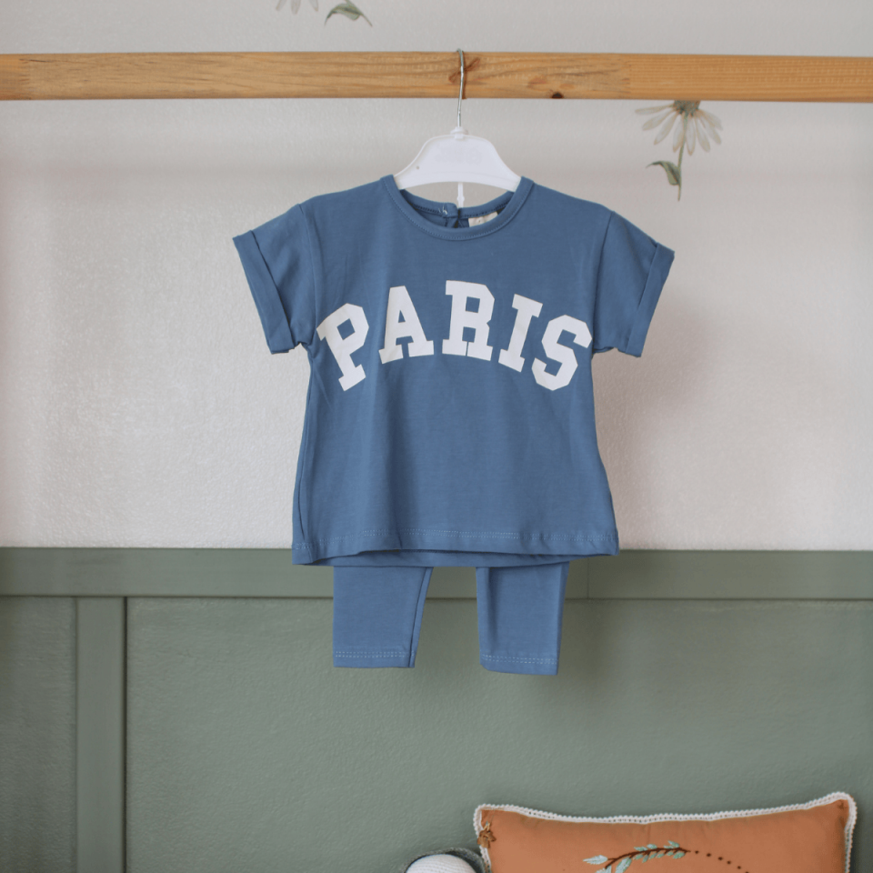 Paris Baskılı Alt Üst 2'li Kız Bebek Takım