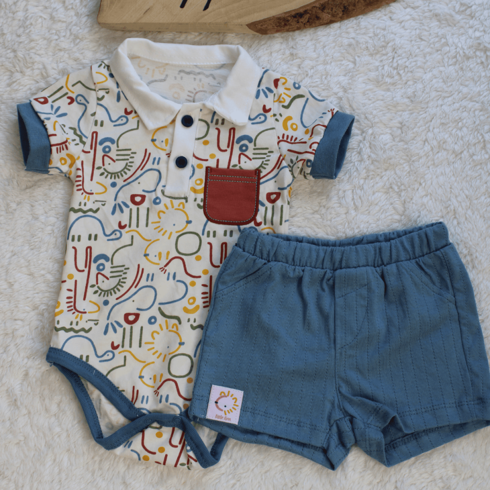 Badi ve Şortlu Erkek Bebek Alt Üst 2'li Takım