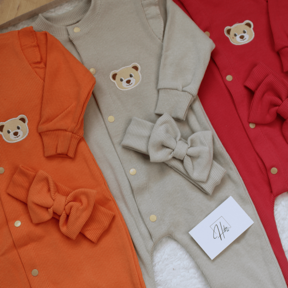 Kaşkorse Uzun Kollu Mevsimlik Kız Bebek Tulum ve Bandana