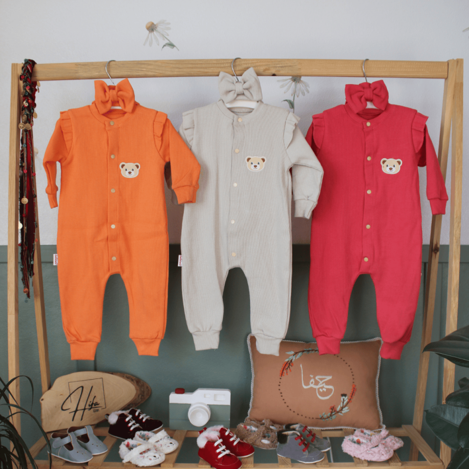 Kaşkorse Uzun Kollu Mevsimlik Kız Bebek Tulum ve Bandana