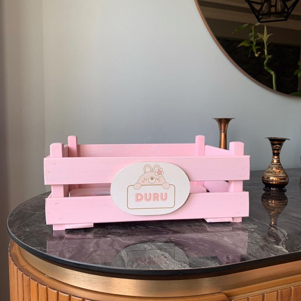 Bebek Hediye Ahşap Kasa Pembe