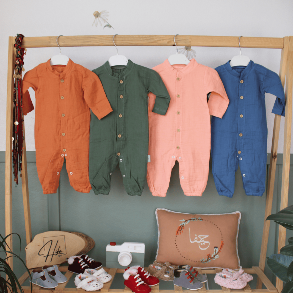 Hakim Yaka Unisex Bebek Mevsimlik/Yazlık Müslin Tulum