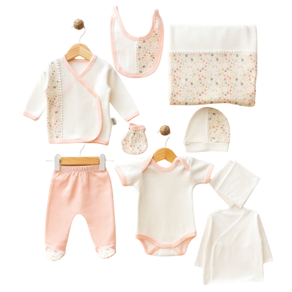 Çiçekli 10 Parça Hastane Çıkış Seti