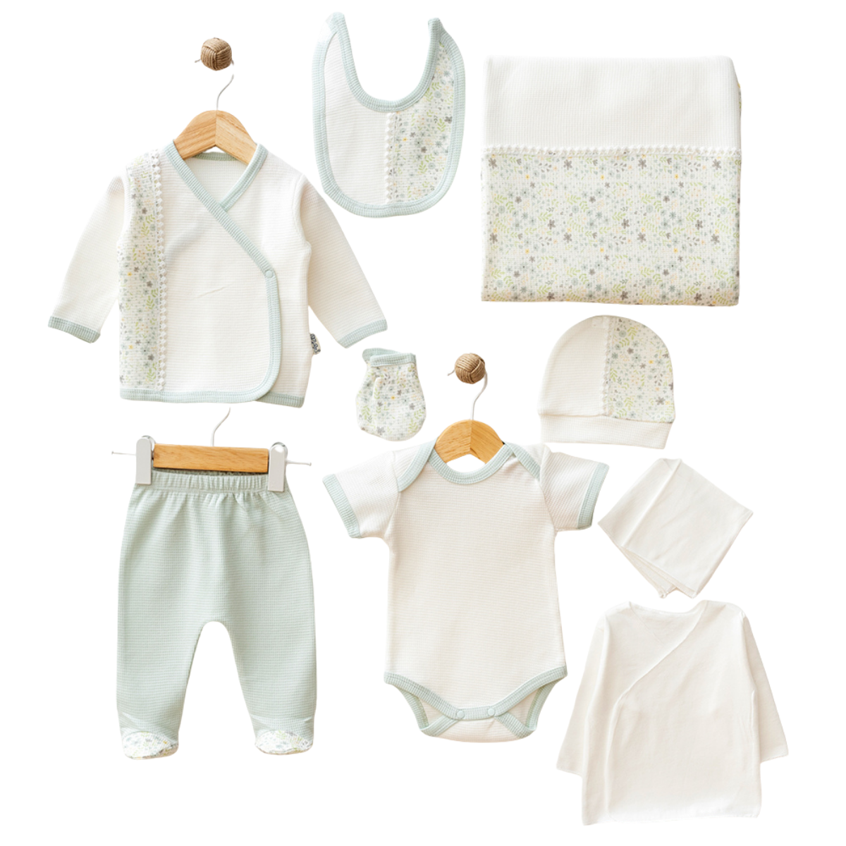 Çiçekli 10 Parça Hastane Çıkış Seti