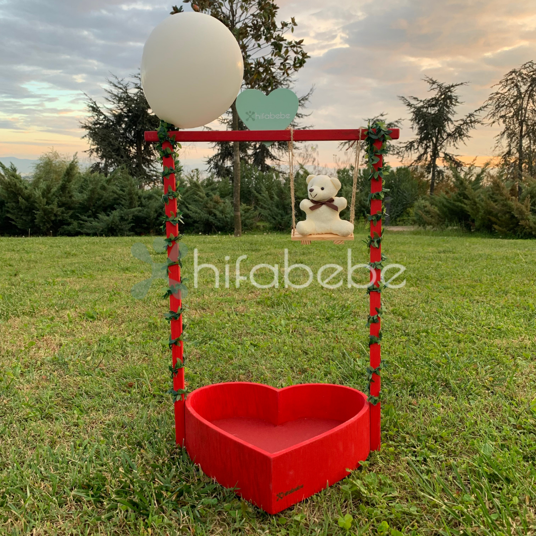 Premium Kalp Sepet Kırmızı (Led Işık Hediyeli)