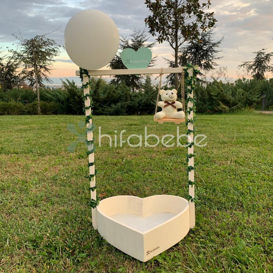 Premium Kalp Sepet Bej (Led Işık Hediyeli)