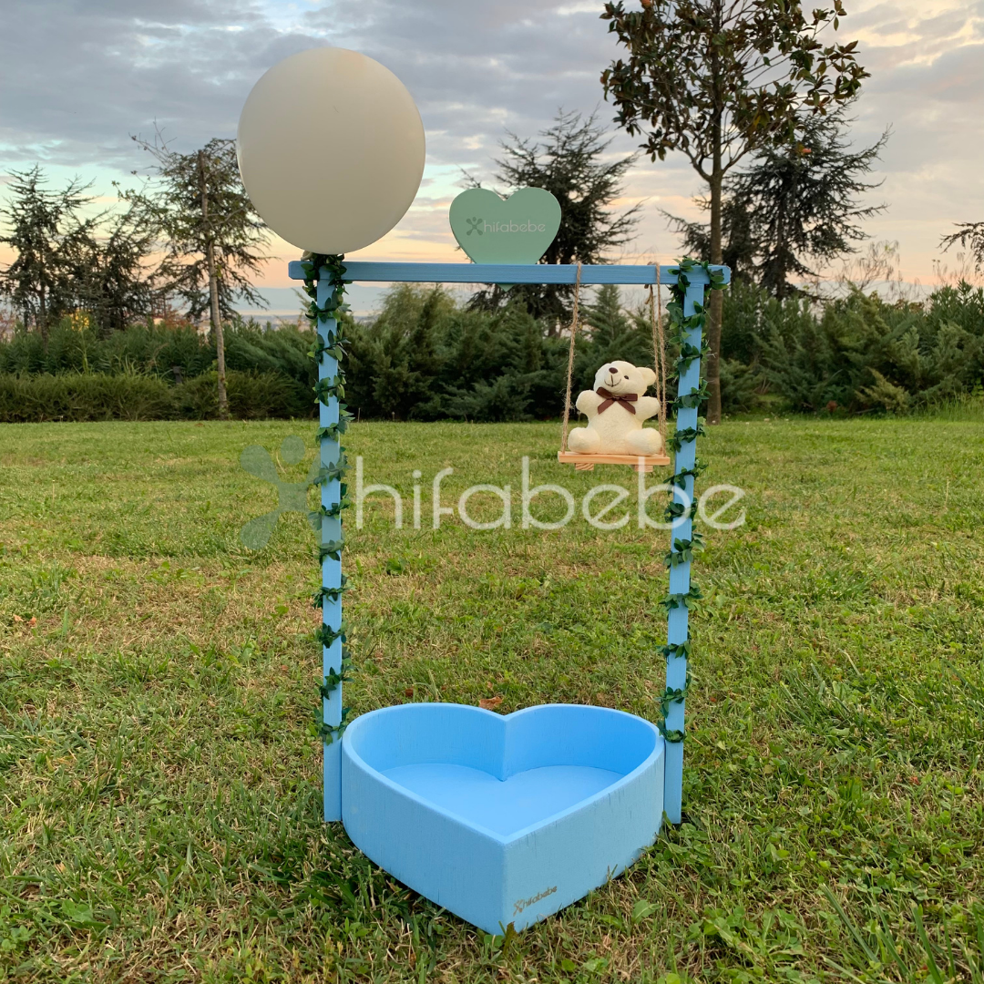 Premium Kalp Sepet Mavi (Led Işık Hediyeli)