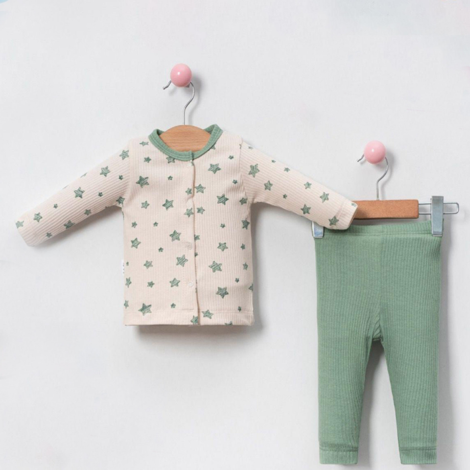 Yıldız Detaylı Unisex Bebek 2'li Pijama Takımı