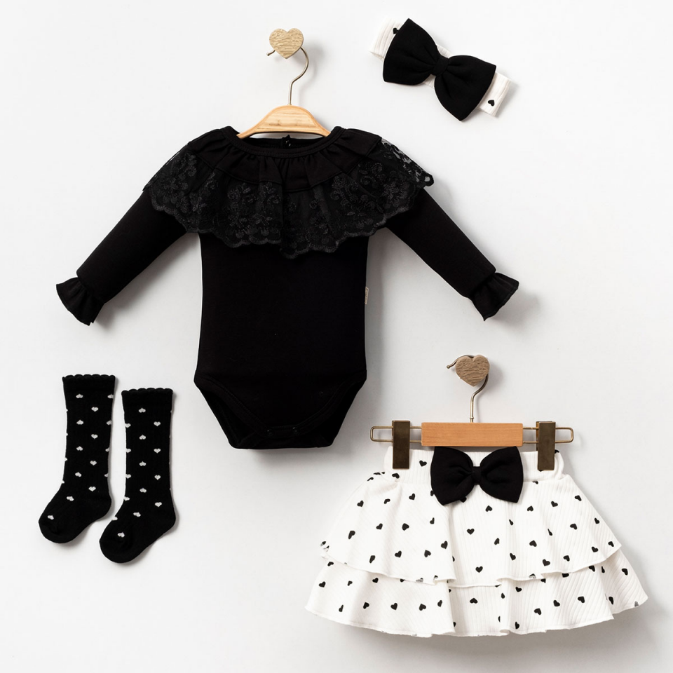 Helena Kalp Baskılı 4'lü Kız Bebek Takım