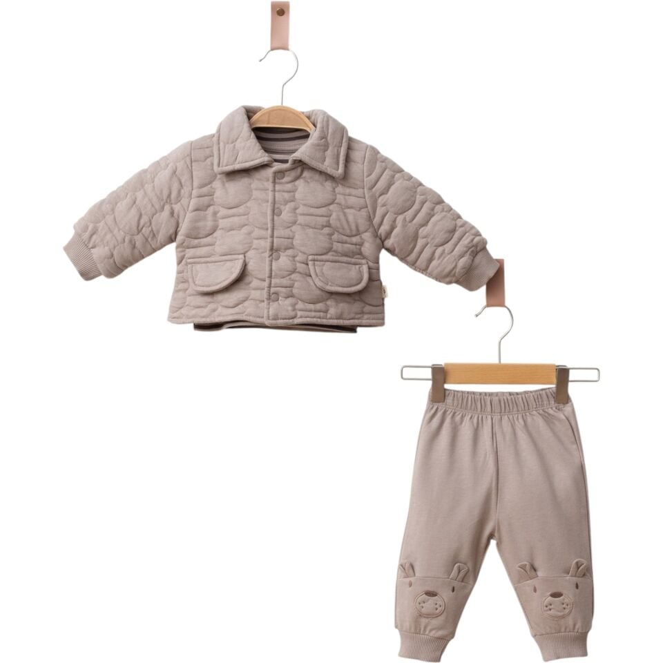 Erkek Bebek Ayıcık Kapitone 3lü Takım