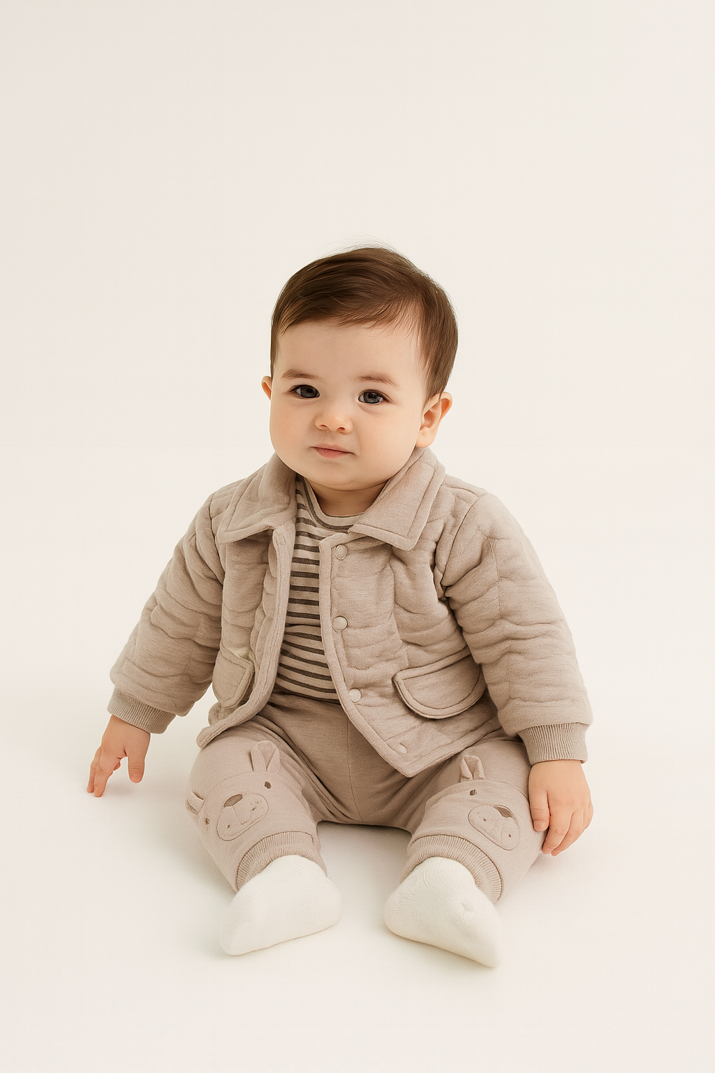 Erkek Bebek Ayıcık Kapitone 3lü Takım