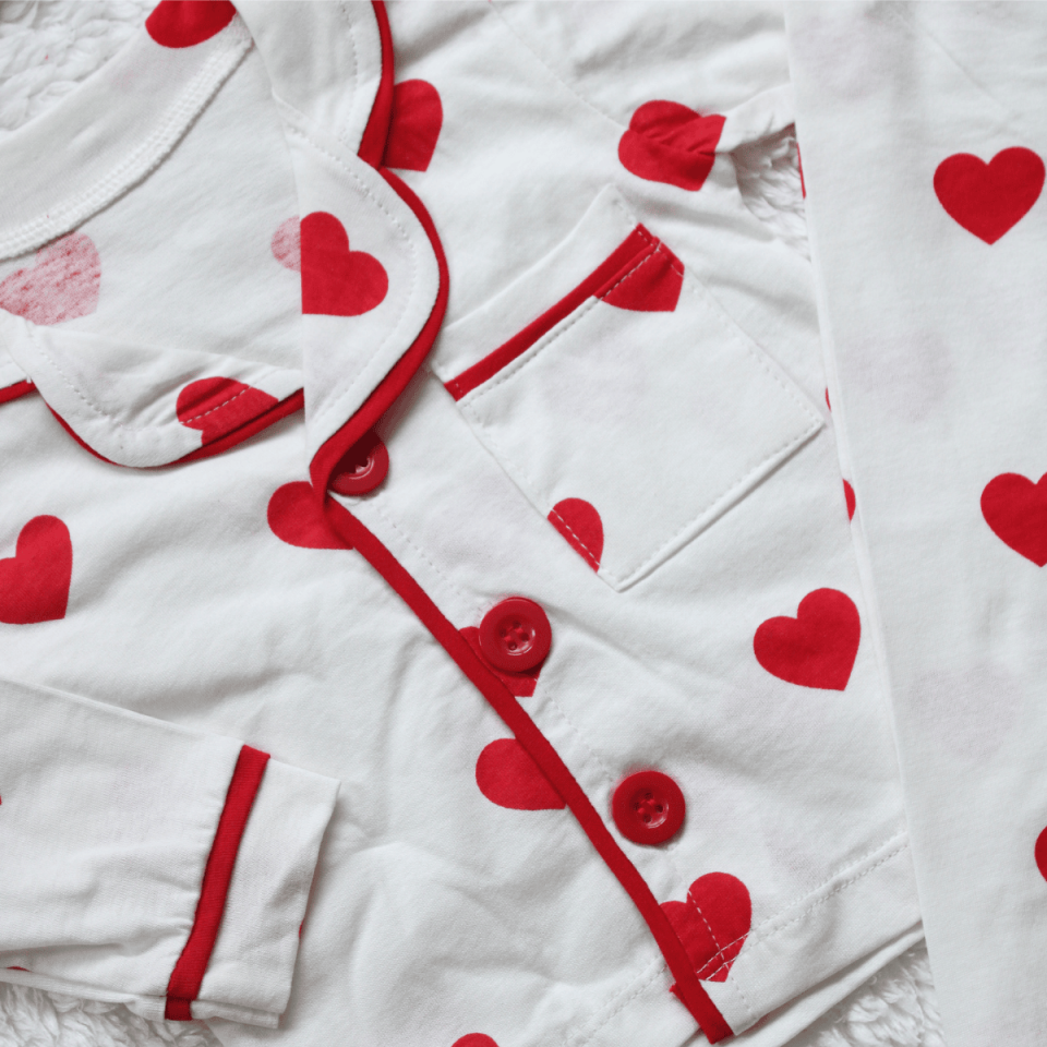 Kalp Baskılı Kız Bebek Çocuk Pijama Takım