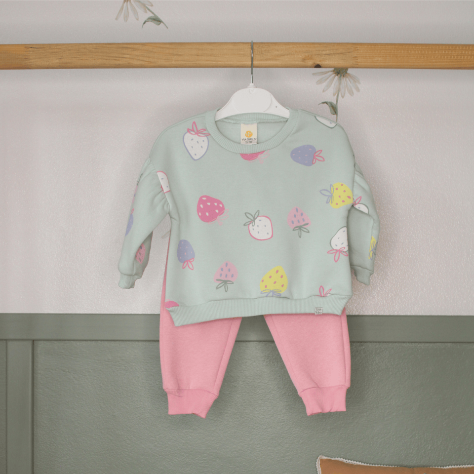 Meyve Baskılı 3 İp Kız Bebek Alt Üst 2'li Takım